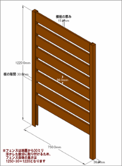 ◇オプションパーツ◇ スクエアプランターシリーズ【専用フェンス：横板】 幅：長方形「大」用×高さ1250ｍｍ用 [受注生産]の画像