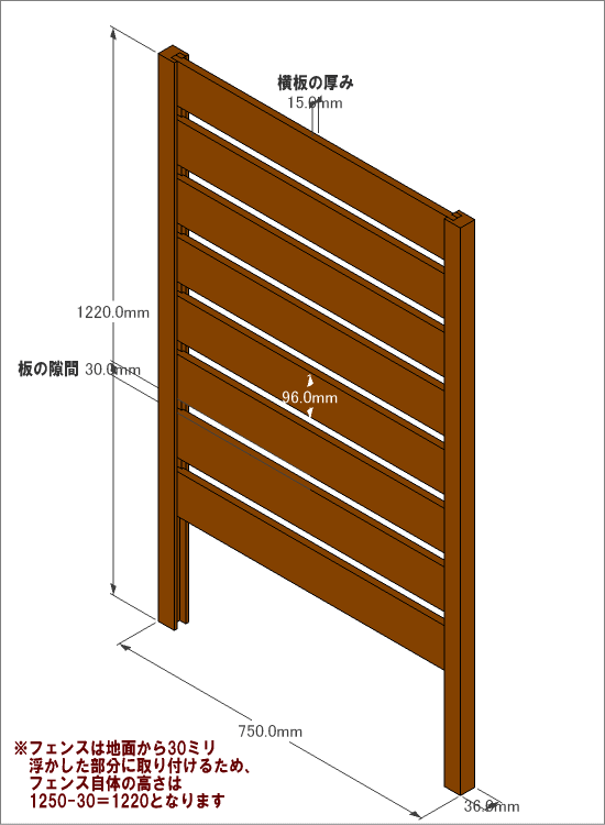 ◇オプションパーツ◇ スクエアプランターシリーズ【専用フェンス：横板】 幅：長方形「大」用×高さ1250ｍｍ用 [受注生産]画像