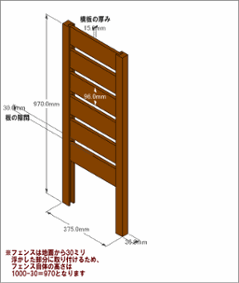 ◇オプションパーツ◇ スクエアプランターシリーズ【専用フェンス：横板】 幅：Ｌサイズ用×高さ1000ｍｍ用 [受注生産]画像