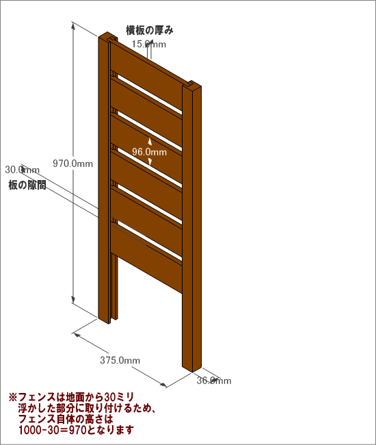 ◇オプションパーツ◇ スクエアプランターシリーズ【専用フェンス：横板】 幅：Ｌサイズ用×高さ1000ｍｍ用 [受注生産]画像