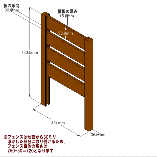 ◇オプションパーツ◇ スクエアプランターシリーズ【専用フェンス：横板】 幅：Ｌサイズ用×高さ750ｍｍ用 [受注生産]画像