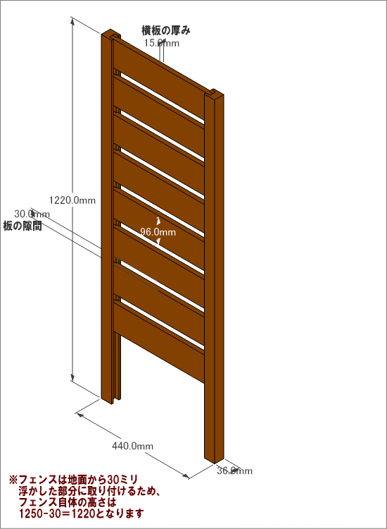 ◇オプションパーツ◇ スクエアプランターシリーズ【専用フェンス：横板】 幅：ＸＬサイズ用×高さ1250ｍｍ用 [受注生産]画像