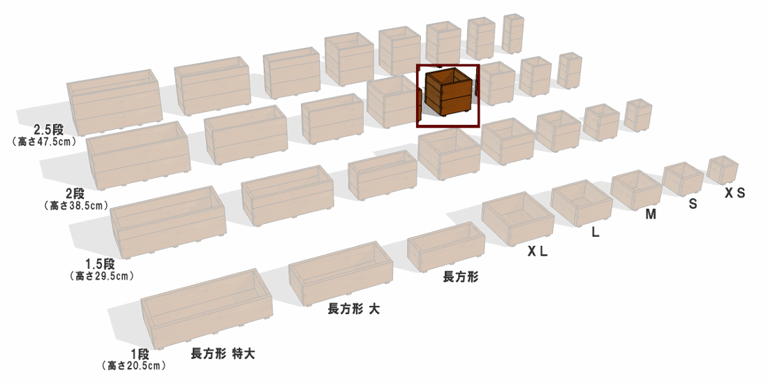 スクエアプランターＬサイズ（2段） 幅375ｍｍ×奥行375ｍｍ×高さ385ｍｍ画像