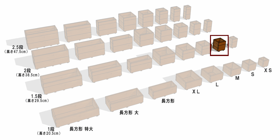 スクエアプランターＳサイズ（1.5段） 幅245ｍｍ×奥行245ｍｍ×高さ295ｍｍ画像