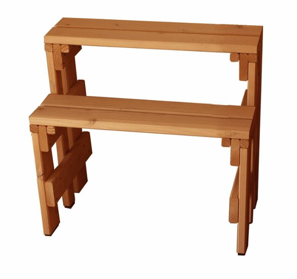 プランター台/花台棚板セット２段（ハイタイプ）　【幅オーダー】幅510〜600ｍｍ×奥行390ｍｍ×高さ437/637ｍｍ〈受注生産〉画像