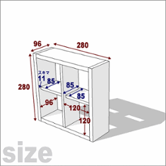 格子ラックミニ　120型　2Ｘ2　幅280ｍｍ×高さ280ｍｍ×奥行96ｍｍ画像