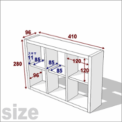 格子ラックミニ　120型　3Ｘ2　幅410ｍｍ×高さ280ｍｍ×奥行96ｍｍ画像