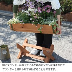 Ｘ脚付きプランター　幅60ｃｍ×奥行23.7ｃｍ×高さ32.3ｃｍ　国産杉画像