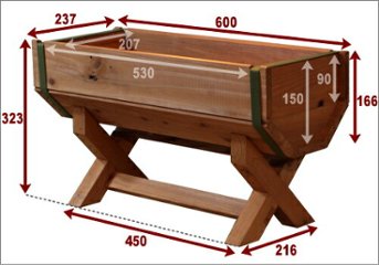 Ｘ脚付きプランター　幅60ｃｍ×奥行23.7ｃｍ×高さ32.3ｃｍ　国産杉画像