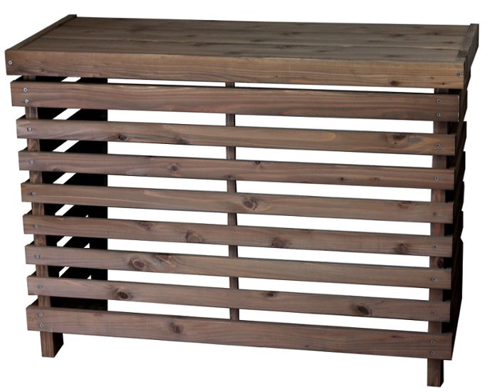 【シンプルタイプ】室外機カバー◇国産杉／横板 内寸：幅896ｍｍ×奥行397ｍｍ×高さ710ｍｍ 【国内生産 エアコンカバー 日よけ 遮熱 エコ 節約 おしゃれ】[受注生産]画像
