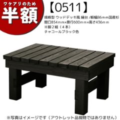 【アウトレット0511】規格型 ウッドデッキ風 縁台 /板幅86ｍｍ◇国産杉　間口854ｍｍ×奥行600ｍｍ×高さ436ｍｍ※脚２組（４本）　チャコールブラック色の画像