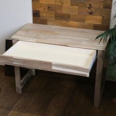 【アウトレット1101】アカシア集成材 コの字デスク（引き出し付き）幅1000ｍｍ×高さ700ｍｍ×奥行500ｍｍ　無塗装　★試作品画像
