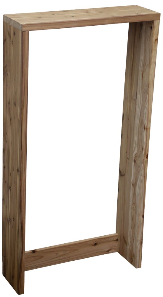 【アウトレット0105】国産杉 コの字 シェルフ（板厚28ｍｍ） 幅630ｍｍ×高さ1200ｍｍ×奥行200ｍｍ●下部補強あり　無塗装画像