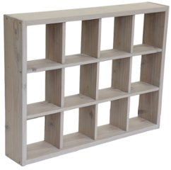 【アウトレット407】格子ラックミニ　120型　4Ｘ3　幅540ｍｍ×高さ410ｍｍ×奥行96ｍｍ　ホワイトベージュ色※ビスを打った部分に割れあり画像