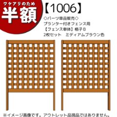 【アウトレット1006】◇パーツ単品販売◇プランター付きフェンス用【フェンス単体】格子Ｂ2枚セット　ミディアムブラウン色の画像