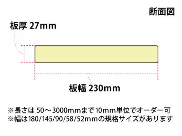 DIY素材◇国産杉（新材） 厚27ｍｍ×幅230ｍｍ×長さ2110〜2200ｍｍ 〈受注生産〉画像