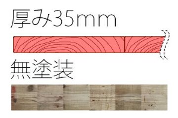 OLD ASHIBA 天板 （幅はぎ材/３枚あわせ）【縁無し】 厚35ｍｍ×幅590ｍｍ×長さ610〜700ｍｍ 〈受注生産〉画像