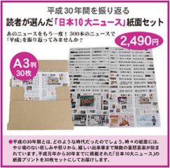 平成30年間を振り返る　読者が選んだ「日本10大ニュース」紙面セットの画像