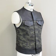 OUTLAW CLUB VEST 【Cow Black】【Camo WP】【HYBRID】 の画像