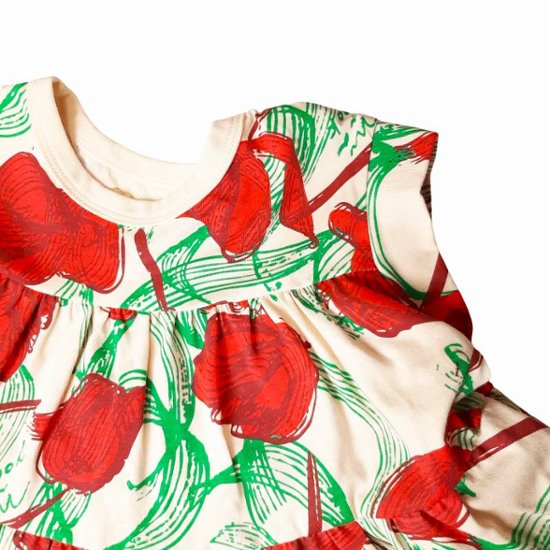 maarook「レッドリボンフラワーＰＴティアードワンピース」(90-130cm)  画像