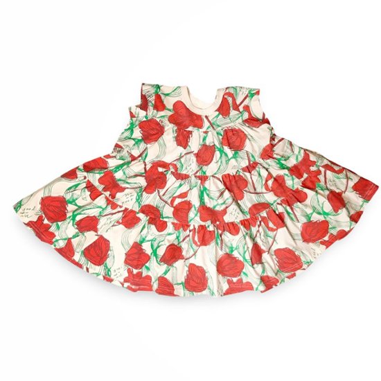 maarook「レッドリボンフラワーＰＴティアードワンピース」(90-130cm)  画像