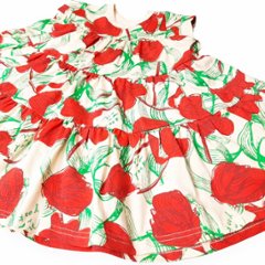 maarook「レッドリボンフラワーＰＴティアードワンピース」(90-130cm)  画像