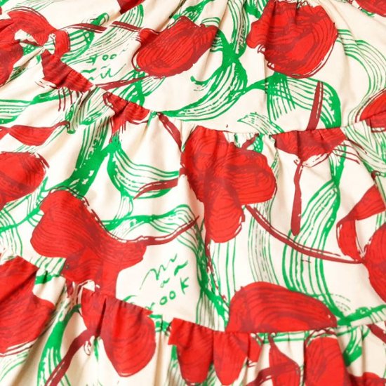 maarook「レッドリボンフラワーＰＴティアードワンピース」(90-130cm)  画像