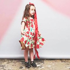 maarook「レッドリボンフラワーＰＴティアードワンピース」(90-130cm)  画像