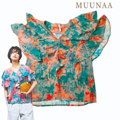 MUUNAA「アブストラクトPtフリルブラウス」(Lady's)の画像
