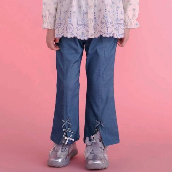 SLAP SLIP(スラップスリップ) 「裾リボン付きストレッチツイルパンツ」(100-130cm) 【メール便送料198円対応】画像