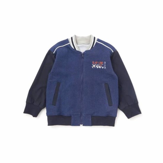 SLAP SLIP(スラップスリップ) 「恐竜＆飛行機刺繍 デニムニットスタジャン」(90-130cm) メール便送料198円対応可画像