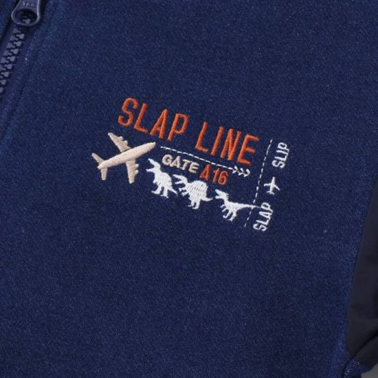 SLAP SLIP(スラップスリップ) 「恐竜＆飛行機刺繍 デニムニットスタジャン」(90-130cm) メール便送料198円対応可画像