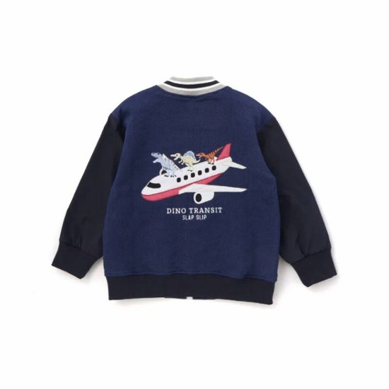 SLAP SLIP(スラップスリップ) 「恐竜＆飛行機刺繍 デニムニットスタジャン」(90-130cm) メール便送料198円対応可画像