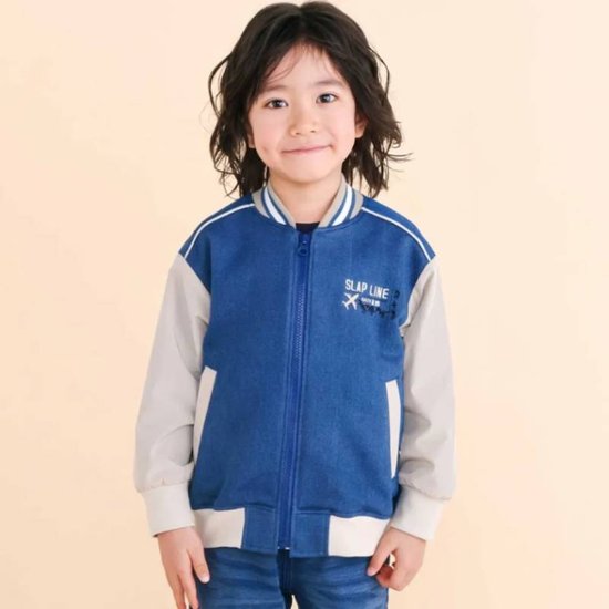 SLAP SLIP(スラップスリップ) 「恐竜＆飛行機刺繍 デニムニットスタジャン」(90-130cm) メール便送料198円対応可画像