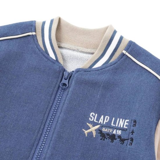 SLAP SLIP(スラップスリップ) 「恐竜＆飛行機刺繍 デニムニットスタジャン」(90-130cm) メール便送料198円対応可画像