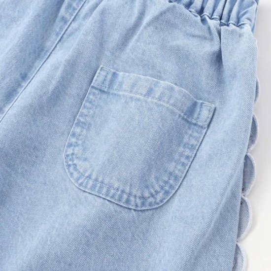 SLAP SLIP(スラップスリップ) 「サイド＆裾スカラップ7分丈デニムパンツ」(100-130cm) 【メール便送料198円対応】画像