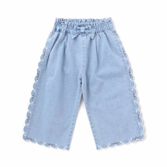 SLAP SLIP(スラップスリップ) 「サイド＆裾スカラップ7分丈デニムパンツ」(100-130cm) 【メール便送料198円対応】画像