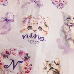 nino「ねこプリント切り替えTシャツ」(90-140cm) 【メール便送料無料】画像
