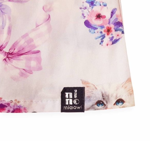 nino「ねこプリント切り替えTシャツ」(90-140cm) 【メール便送料無料】画像