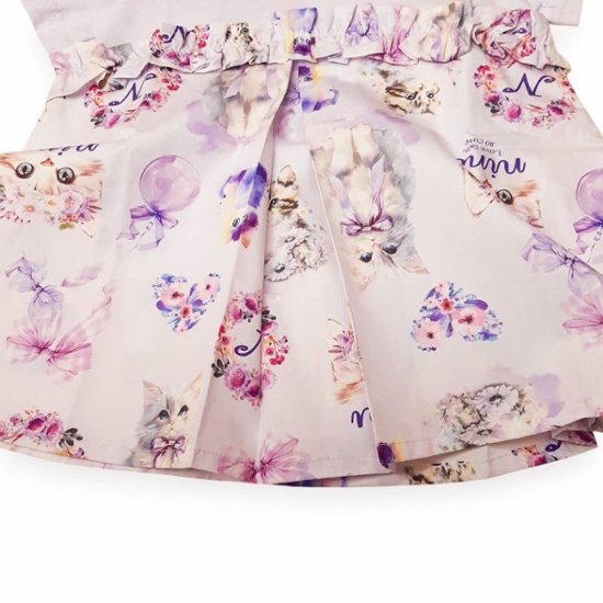 nino「ねこプリント切り替えTシャツ」(90-140cm) 【メール便送料無料】画像