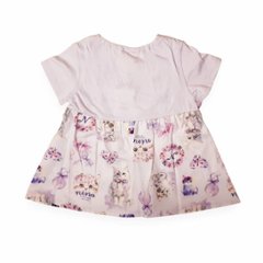 nino「ねこプリント切り替えTシャツ」(90-140cm) 【メール便送料無料】画像