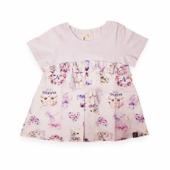 nino「ねこプリント切り替えTシャツ」(90-140cm) 【メール便送料無料】画像