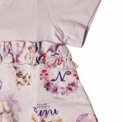 nino「ねこプリント切り替えTシャツ」(90-140cm) 【メール便送料無料】画像