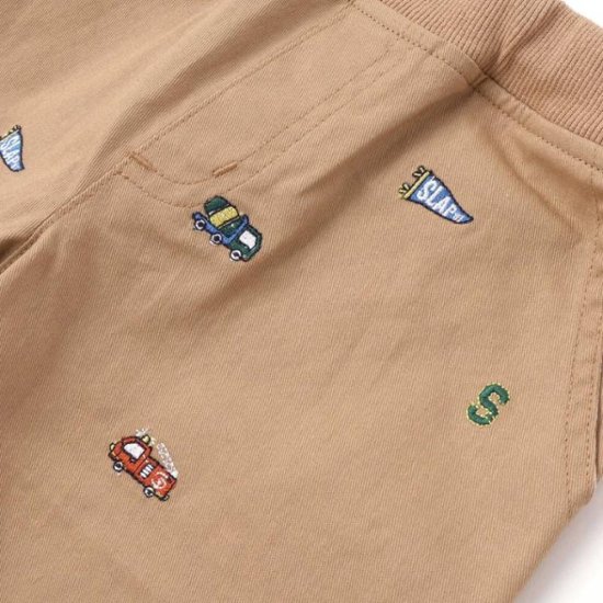 SLAP SLIP(スラップスリップ) 「働く車＆恐竜総柄刺繍 ショートパンツ」(90-130cm) 【メール便送料198円対応】画像
