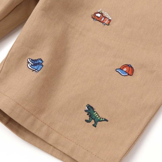 SLAP SLIP(スラップスリップ) 「働く車＆恐竜総柄刺繍 ショートパンツ」(90-130cm) 【メール便送料198円対応】画像