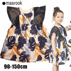 maarook「ボタニカルプリント天竺メッシュスリーブワンピース」(90-150cm)  の画像