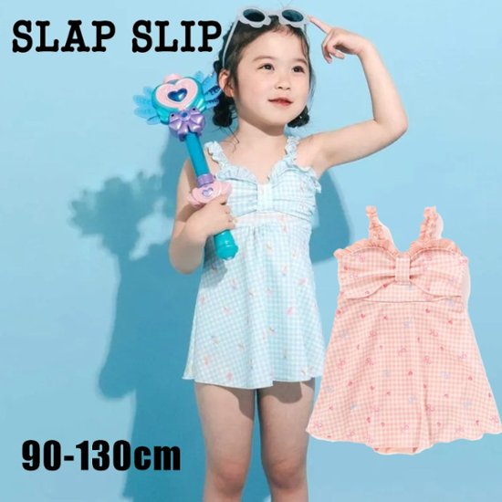 SLAP SLIP「ギンガムチェック総柄 ワンピース型 スイムウェア」 (90-130cm)画像