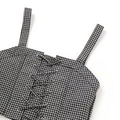 ZIDDY「リブTシャツ＋ギンガムビスチェ＆スカート 3点セット」 (140-160cm)画像
