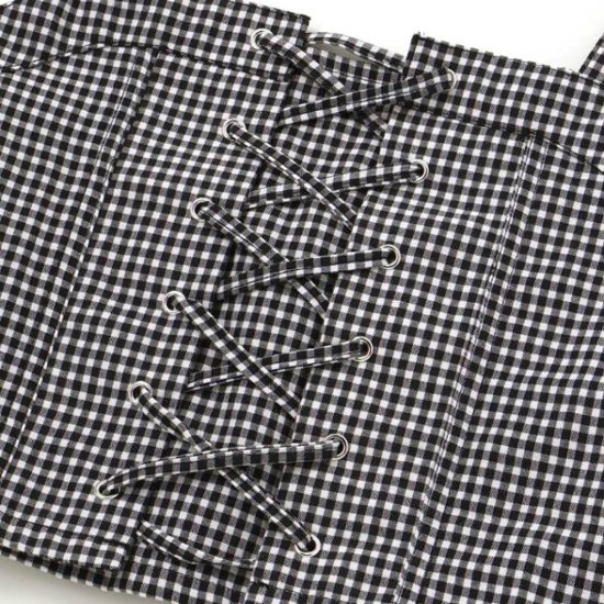 ZIDDY「リブTシャツ＋ギンガムビスチェ＆スカート 3点セット」 (140-160cm)画像