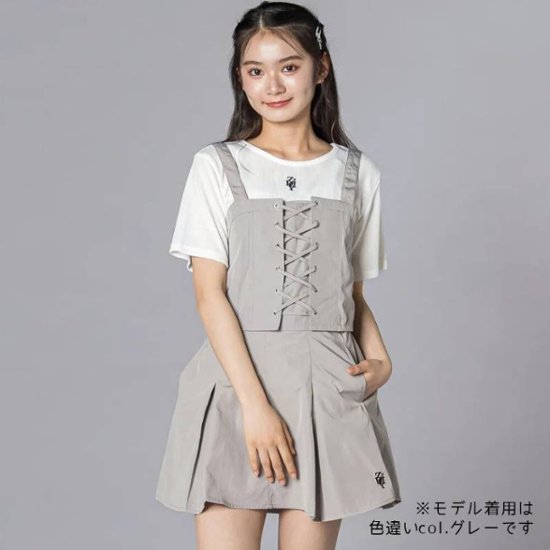 ZIDDY「リブTシャツ＋ギンガムビスチェ＆スカート 3点セット」 (140-160cm)画像